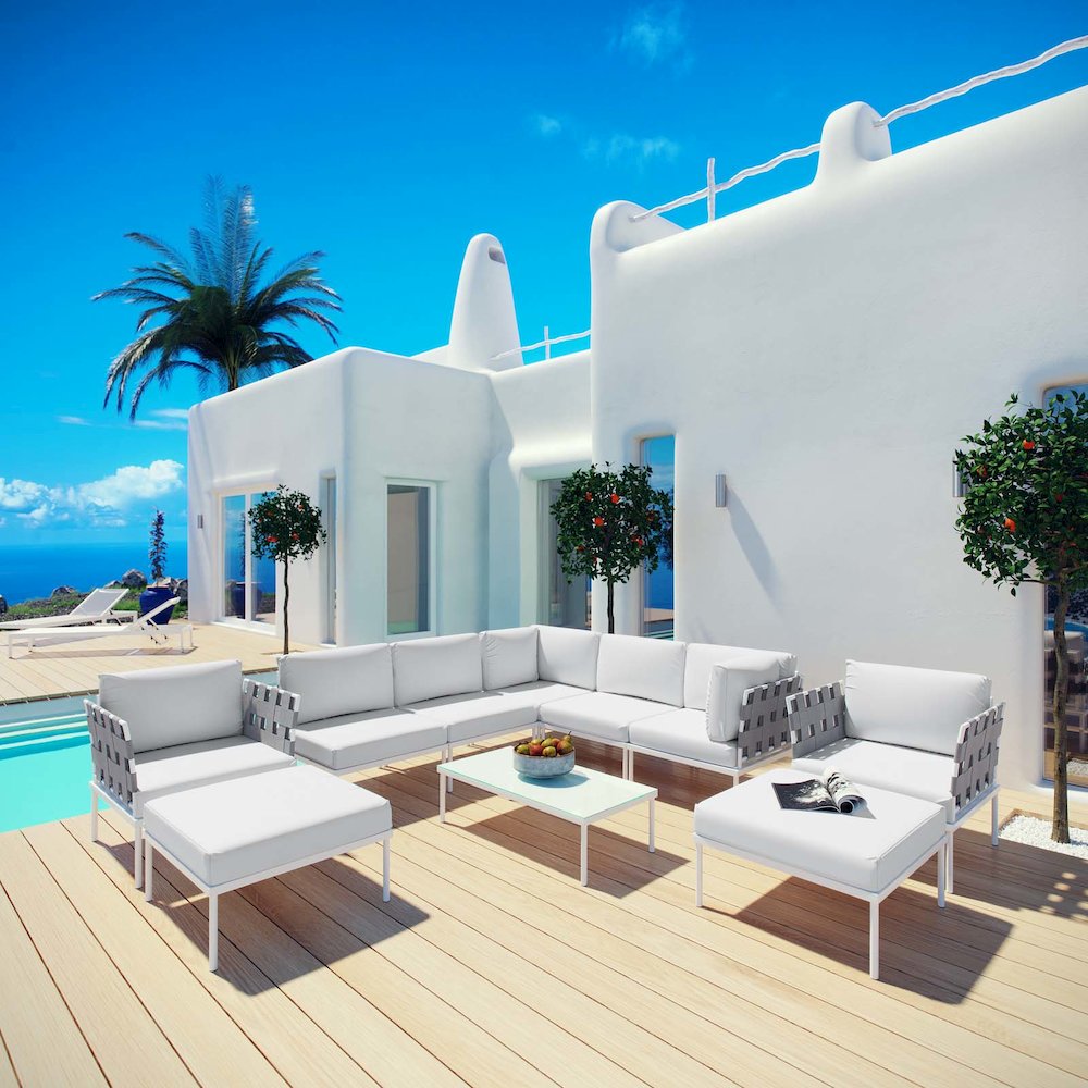 Harmony 10 Piece Outdoor Patio Aluminum Sectional Sofa Set. Picture 9