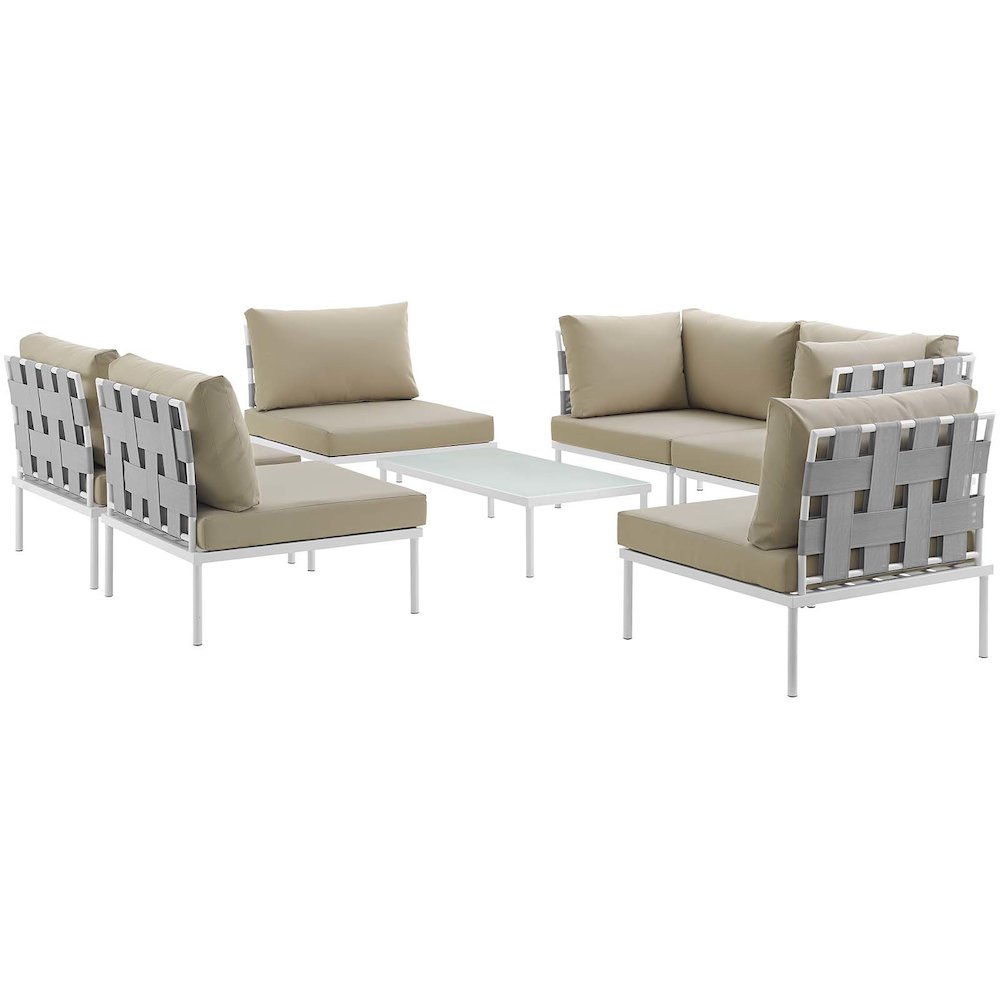 Harmony 7 Piece Outdoor Patio Aluminum Sectional Sofa Set. Picture 1