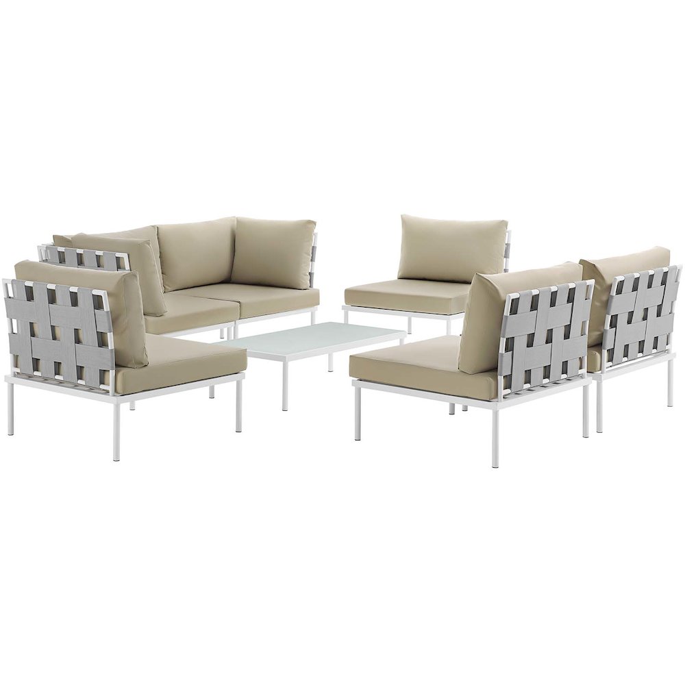 Harmony 7 Piece Outdoor Patio Aluminum Sectional Sofa Set. Picture 2
