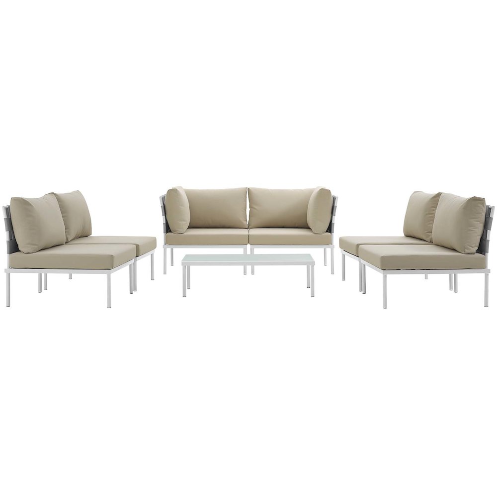 Harmony 7 Piece Outdoor Patio Aluminum Sectional Sofa Set. Picture 6