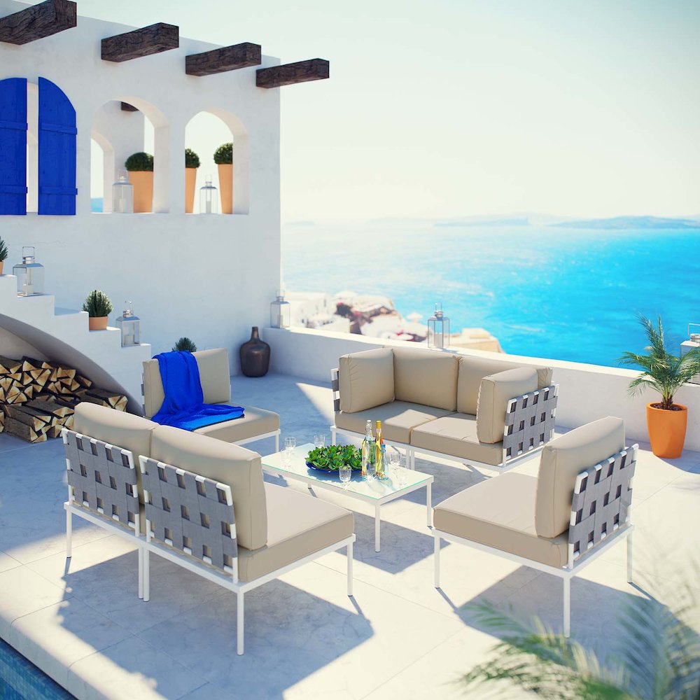 Harmony 7 Piece Outdoor Patio Aluminum Sectional Sofa Set. Picture 7