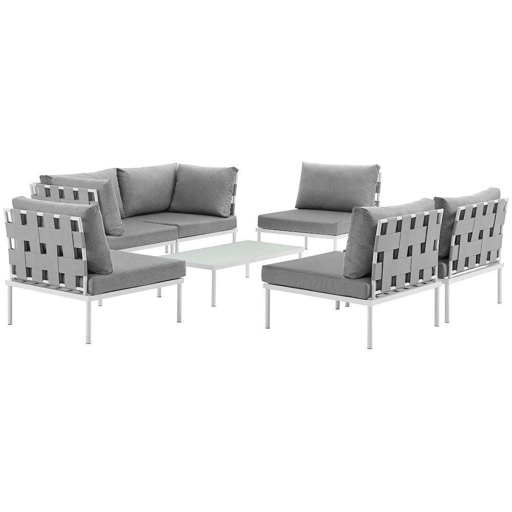 Harmony 7 Piece Outdoor Patio Aluminum Sectional Sofa Set. Picture 2