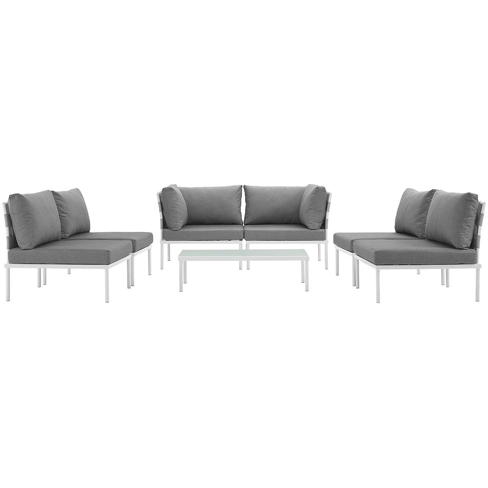 Harmony 7 Piece Outdoor Patio Aluminum Sectional Sofa Set. Picture 3
