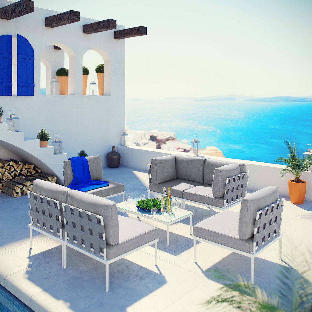 Harmony 7 Piece Outdoor Patio Aluminum Sectional Sofa Set. Picture 7