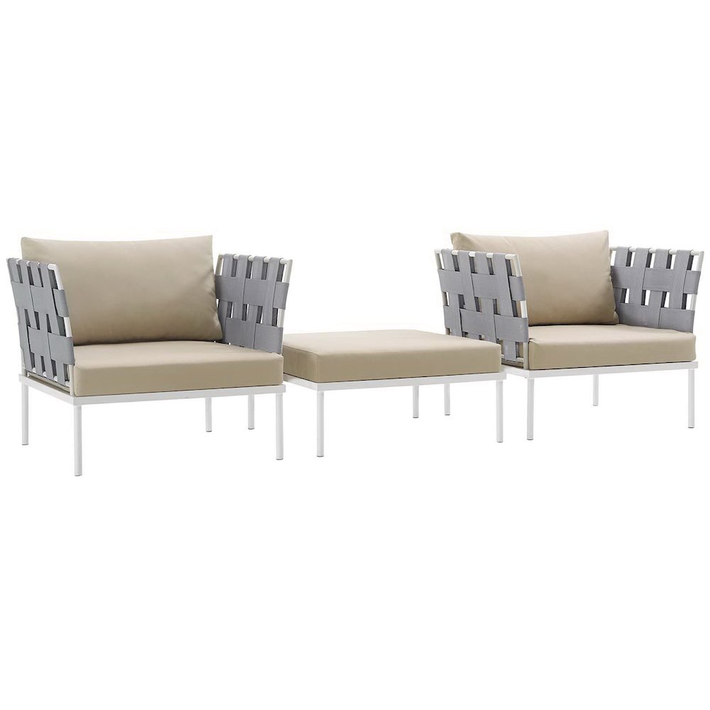 Harmony 3 Piece Outdoor Patio Aluminum Sectional Sofa Set. Picture 1