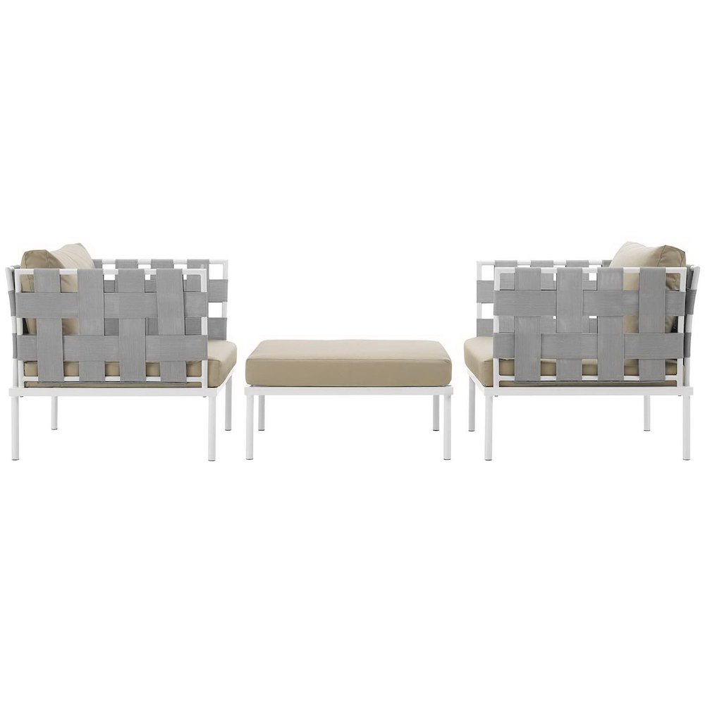 Harmony 3 Piece Outdoor Patio Aluminum Sectional Sofa Set. Picture 4