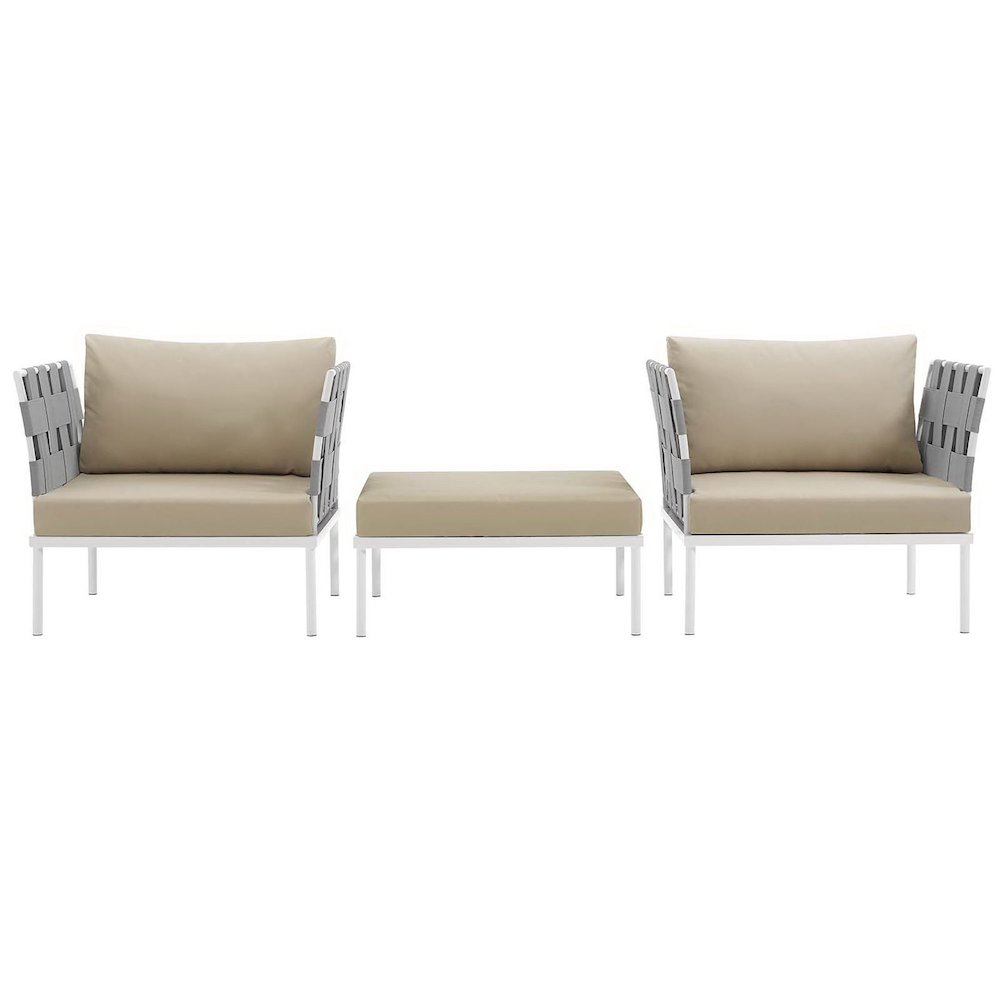 Harmony 3 Piece Outdoor Patio Aluminum Sectional Sofa Set. Picture 5
