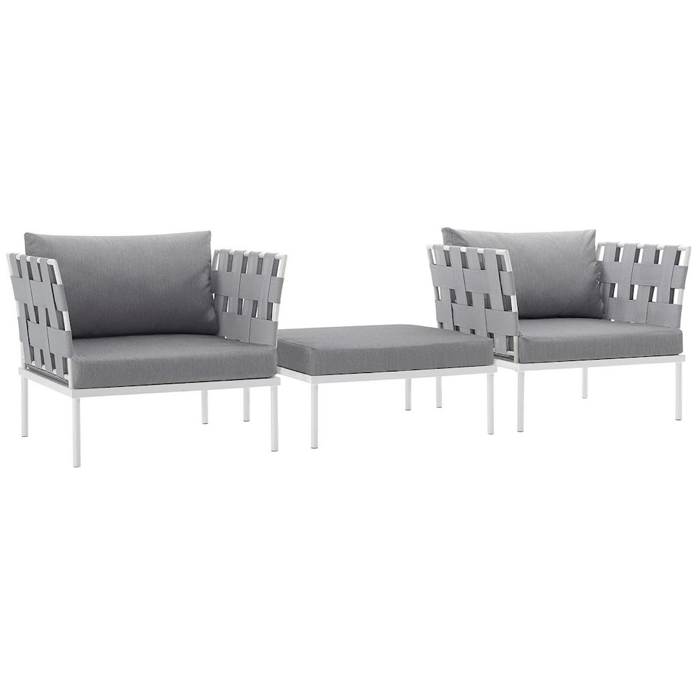 Harmony 3 Piece Outdoor Patio Aluminum Sectional Sofa Set. Picture 1
