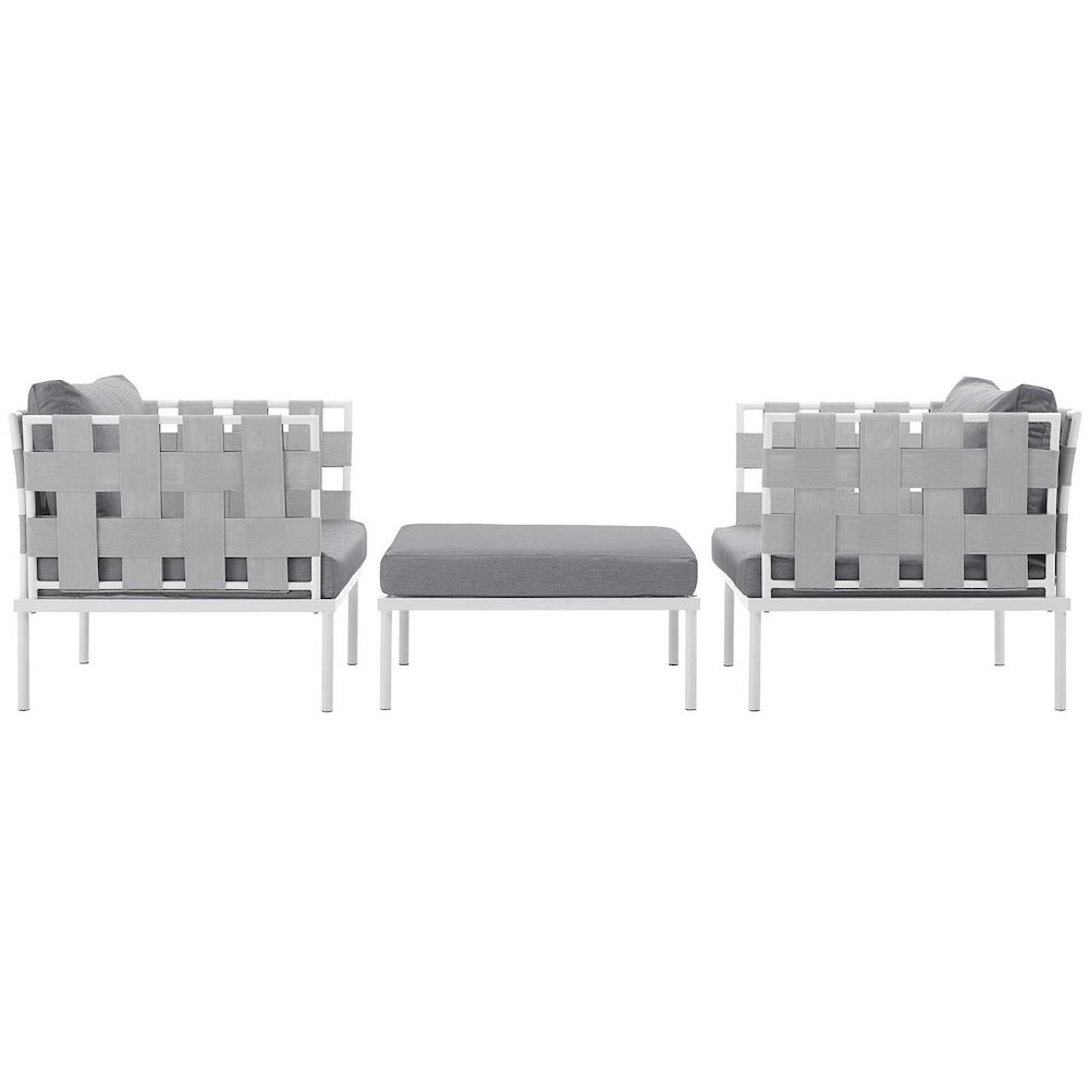 Harmony 3 Piece Outdoor Patio Aluminum Sectional Sofa Set. Picture 4