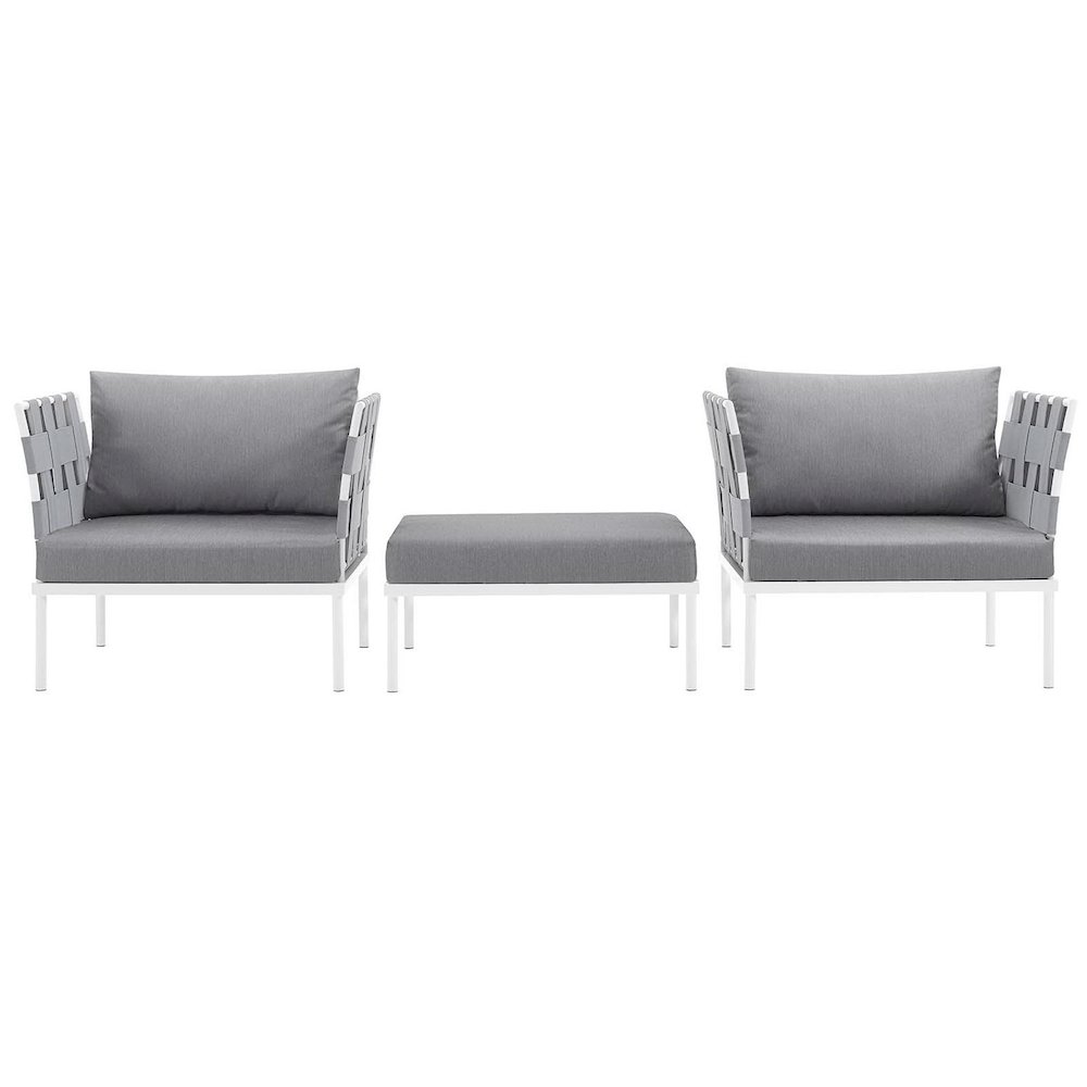 Harmony 3 Piece Outdoor Patio Aluminum Sectional Sofa Set. Picture 5