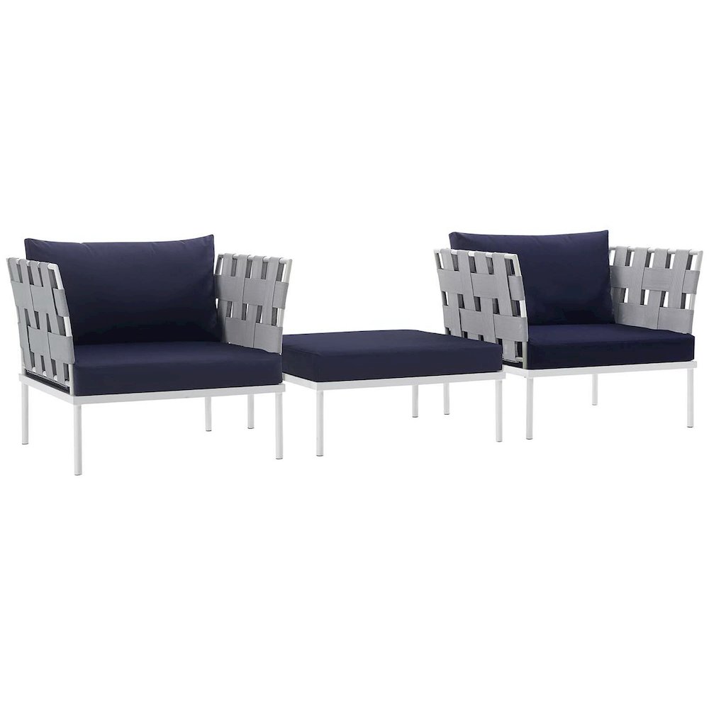 Harmony 3 Piece Outdoor Patio Aluminum Sectional Sofa Set. Picture 1