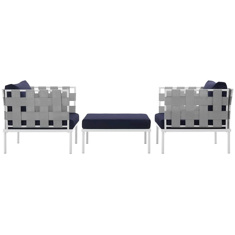 Harmony 3 Piece Outdoor Patio Aluminum Sectional Sofa Set. Picture 4