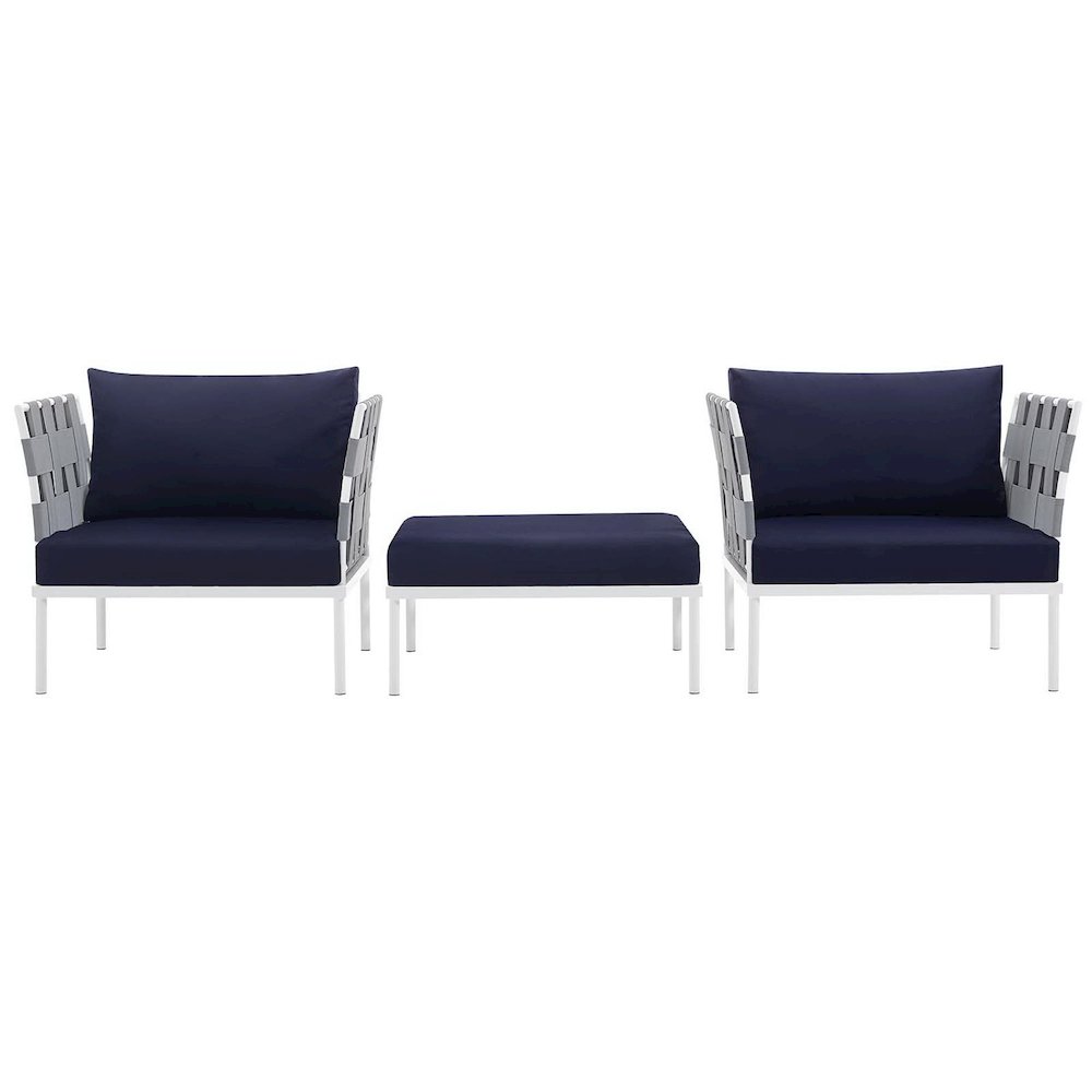 Harmony 3 Piece Outdoor Patio Aluminum Sectional Sofa Set. Picture 5