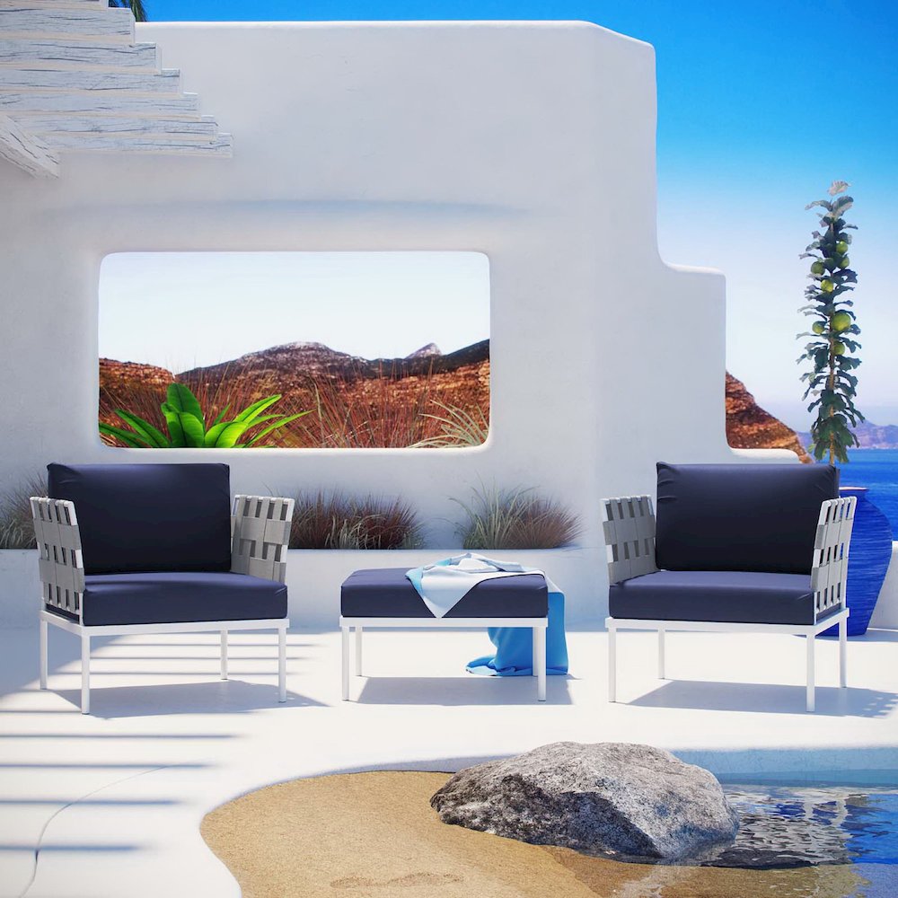 Harmony 3 Piece Outdoor Patio Aluminum Sectional Sofa Set. Picture 6