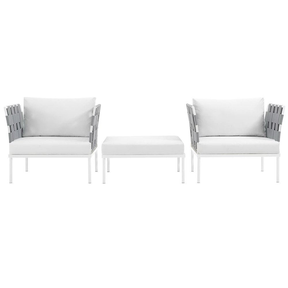 Harmony 3 Piece Outdoor Patio Aluminum Sectional Sofa Set. Picture 5