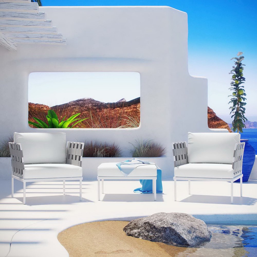 Harmony 3 Piece Outdoor Patio Aluminum Sectional Sofa Set. Picture 6