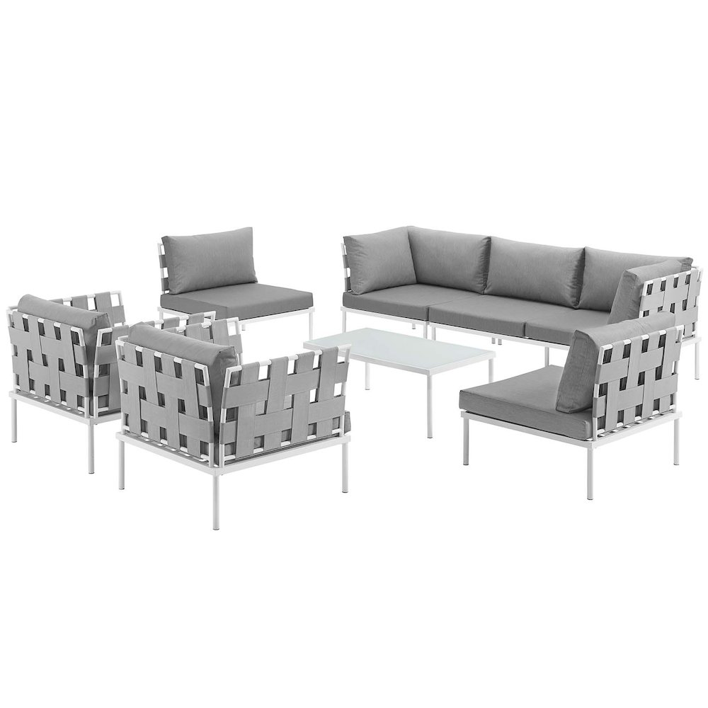 Harmony 8 Piece Outdoor Patio Aluminum Sectional Sofa Set. Picture 2
