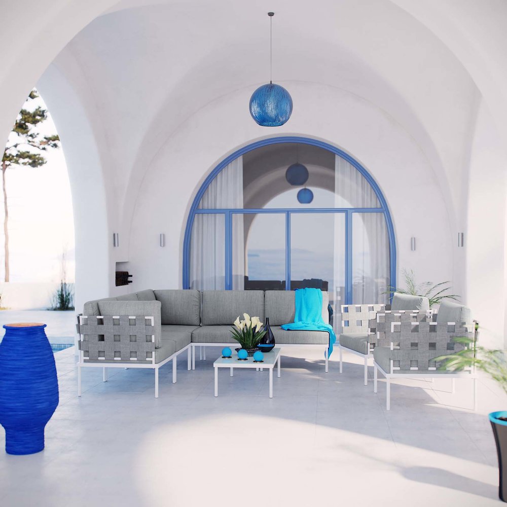 Harmony 8 Piece Outdoor Patio Aluminum Sectional Sofa Set. Picture 8