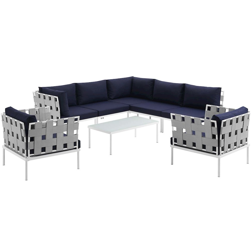 Harmony 8 Piece Outdoor Patio Aluminum Sectional Sofa Set. Picture 1