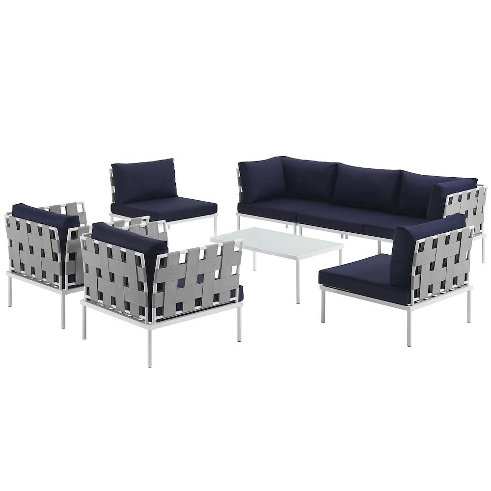 Harmony 8 Piece Outdoor Patio Aluminum Sectional Sofa Set. Picture 2