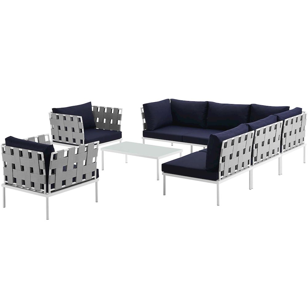 Harmony 8 Piece Outdoor Patio Aluminum Sectional Sofa Set. Picture 3