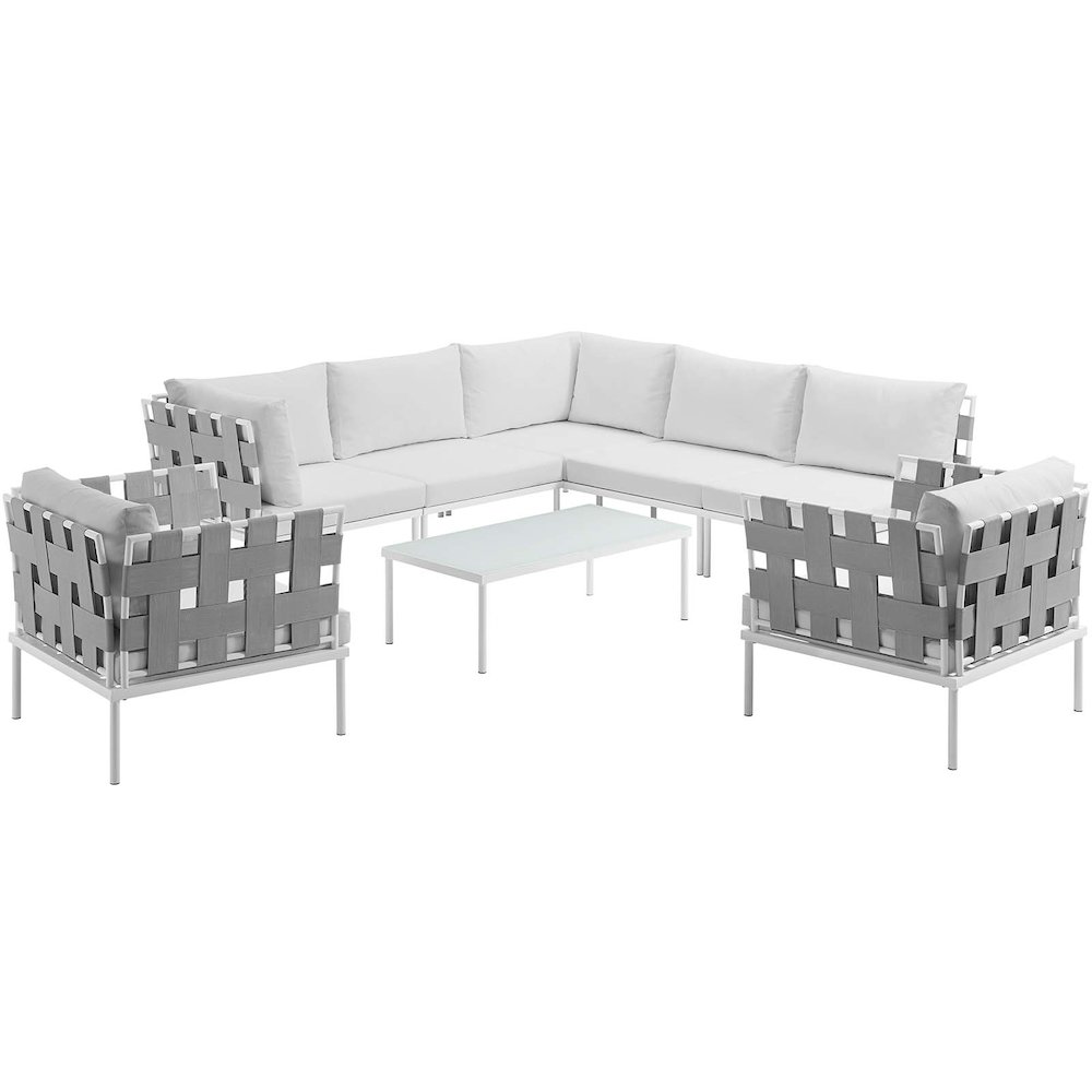 Harmony 8 Piece Outdoor Patio Aluminum Sectional Sofa Set. Picture 1