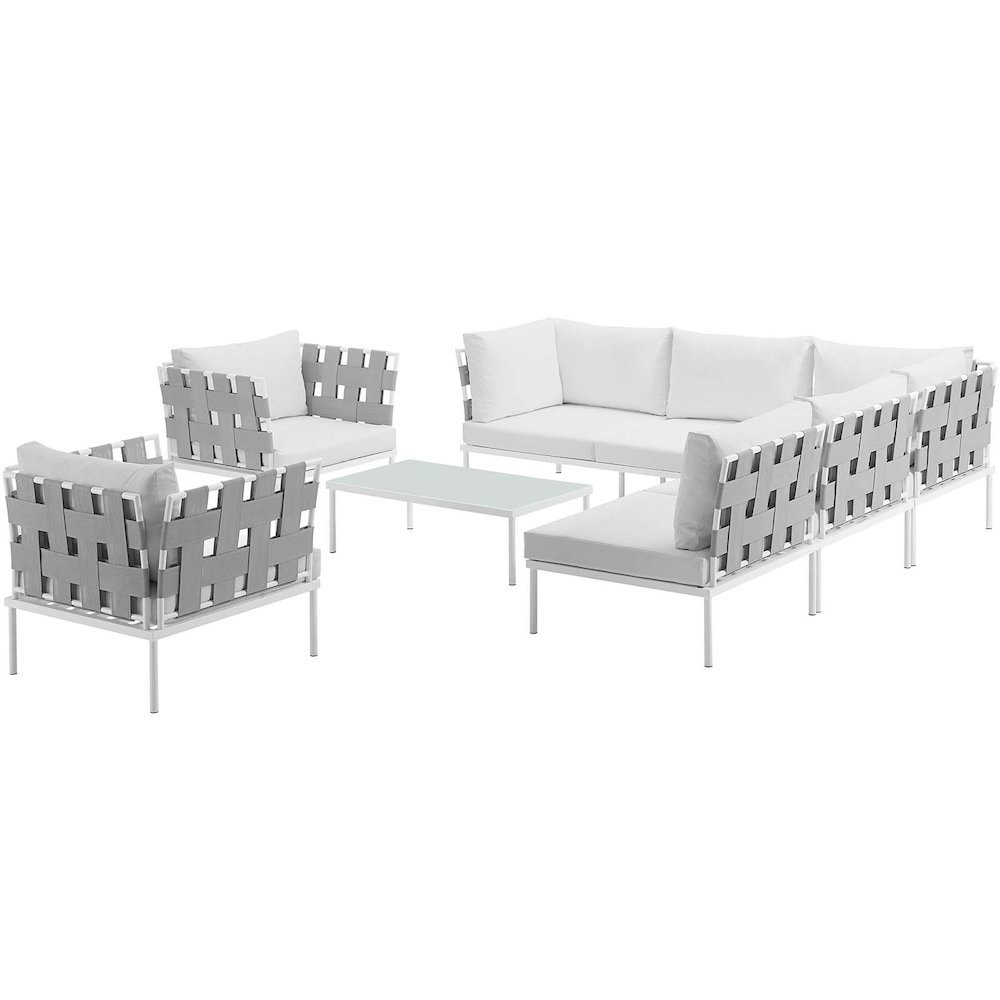 Harmony 8 Piece Outdoor Patio Aluminum Sectional Sofa Set. Picture 3