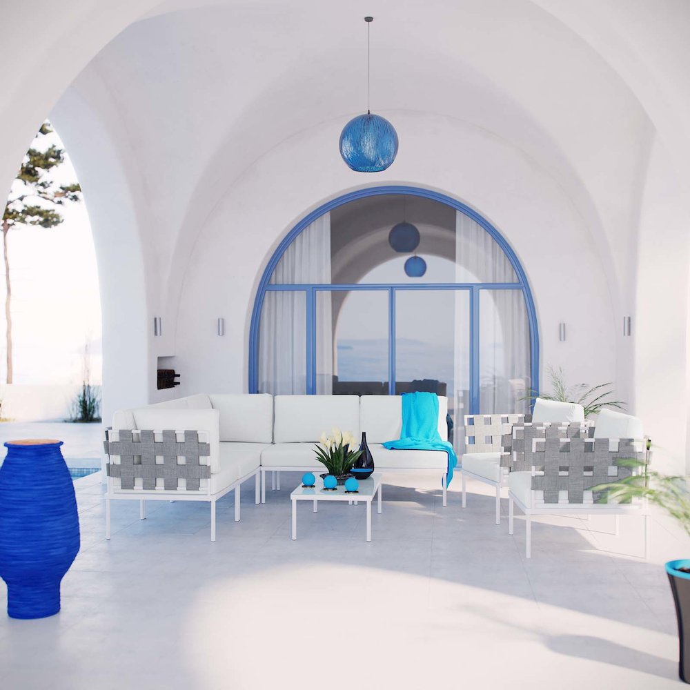 Harmony 8 Piece Outdoor Patio Aluminum Sectional Sofa Set. Picture 8