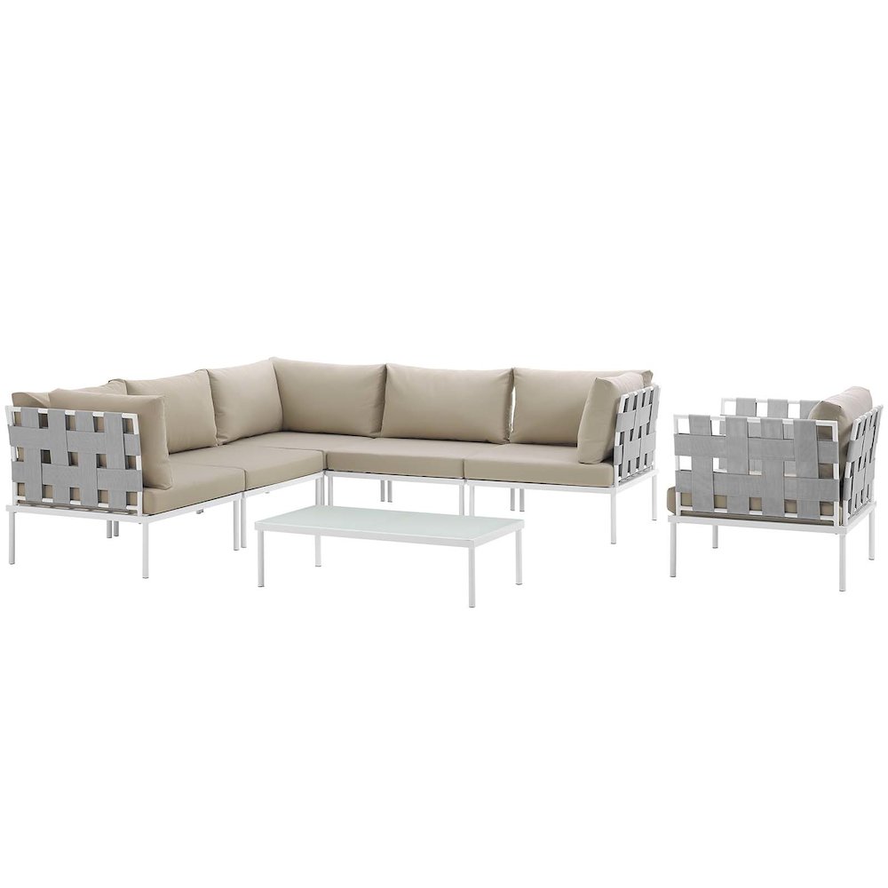 Harmony 7 Piece Outdoor Patio Aluminum Sectional Sofa Set. Picture 1