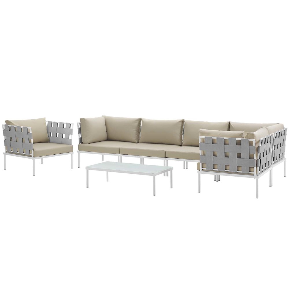 Harmony 7 Piece Outdoor Patio Aluminum Sectional Sofa Set. Picture 2