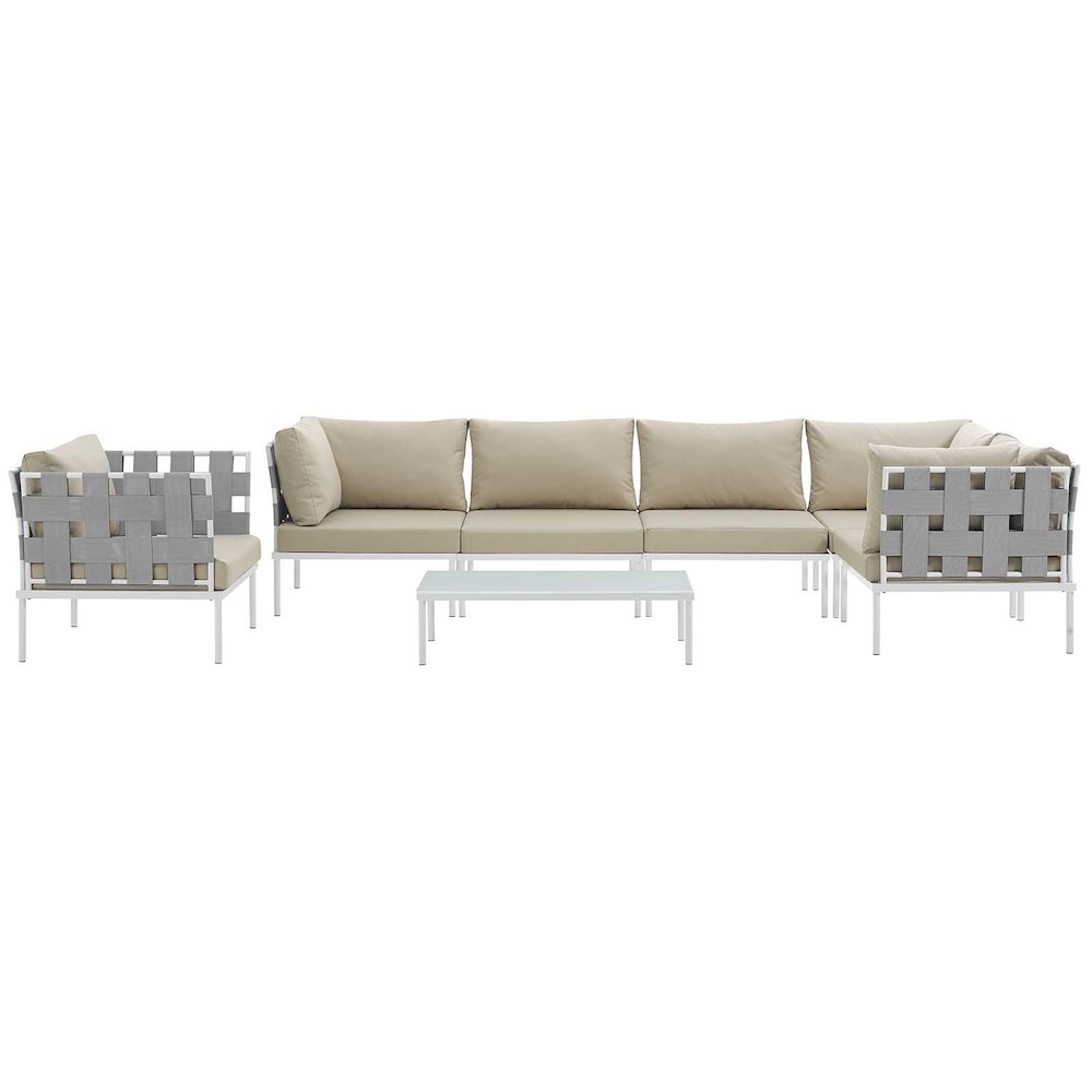 Harmony 7 Piece Outdoor Patio Aluminum Sectional Sofa Set. Picture 7