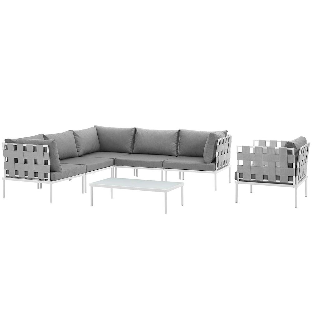 Harmony 7 Piece Outdoor Patio Aluminum Sectional Sofa Set. Picture 1