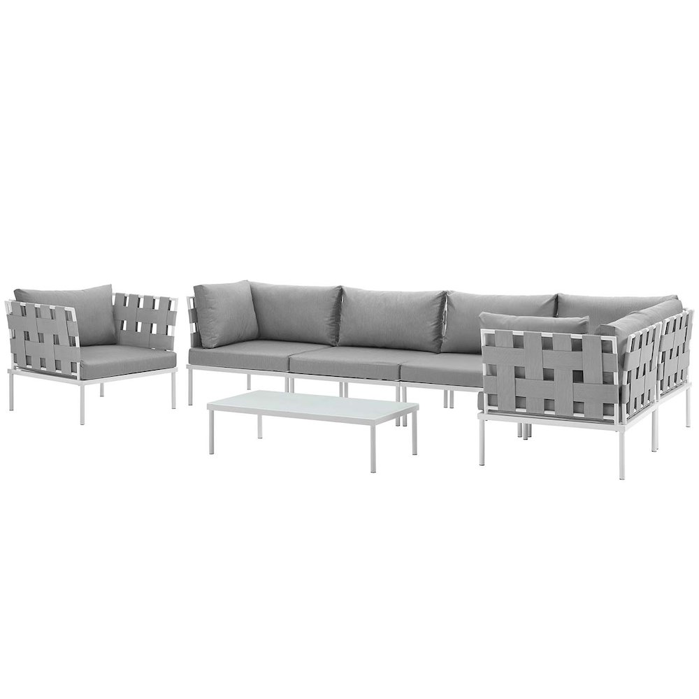 Harmony 7 Piece Outdoor Patio Aluminum Sectional Sofa Set. Picture 2