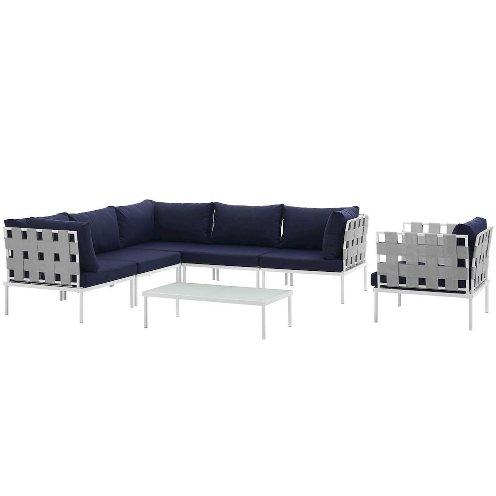 Harmony 7 Piece Outdoor Patio Aluminum Sectional Sofa Set. Picture 1
