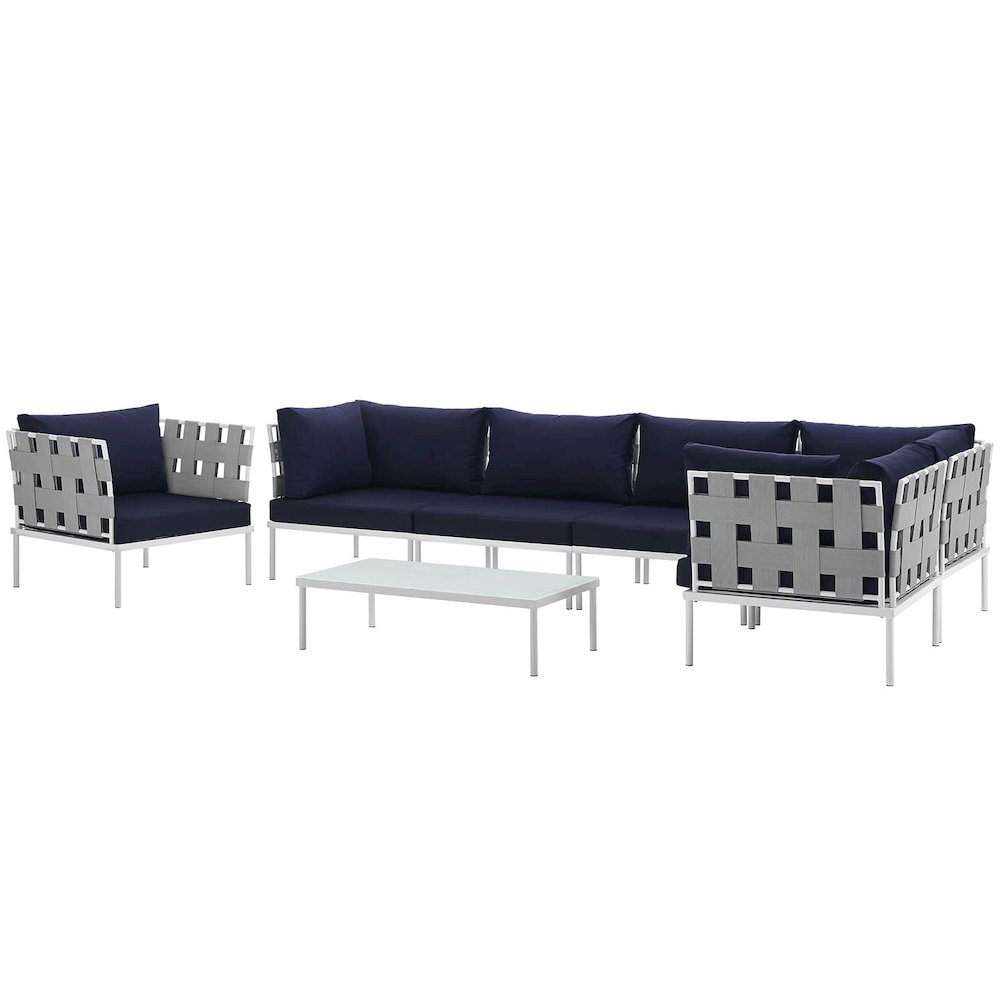 Harmony 7 Piece Outdoor Patio Aluminum Sectional Sofa Set. Picture 2