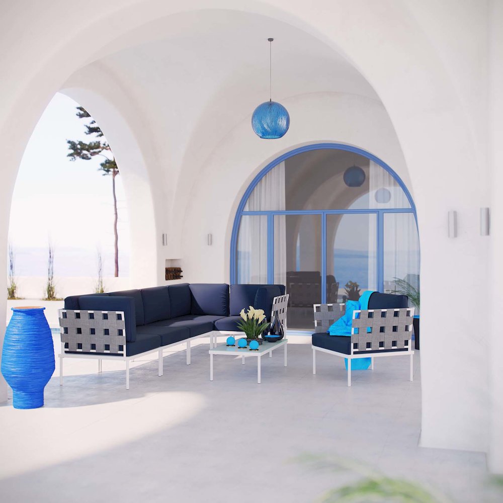 Harmony 7 Piece Outdoor Patio Aluminum Sectional Sofa Set. Picture 8