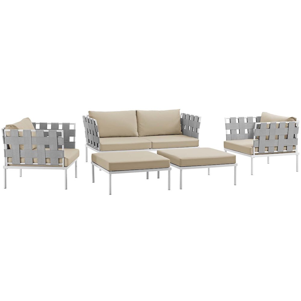 Harmony 5 Piece Outdoor Patio Aluminum Sectional Sofa Set. Picture 1