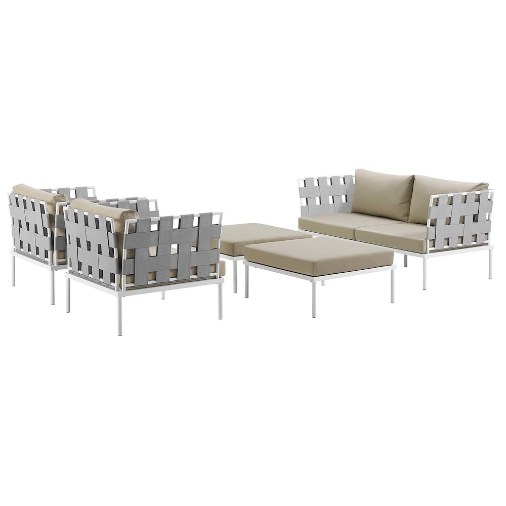 Harmony 5 Piece Outdoor Patio Aluminum Sectional Sofa Set. Picture 2