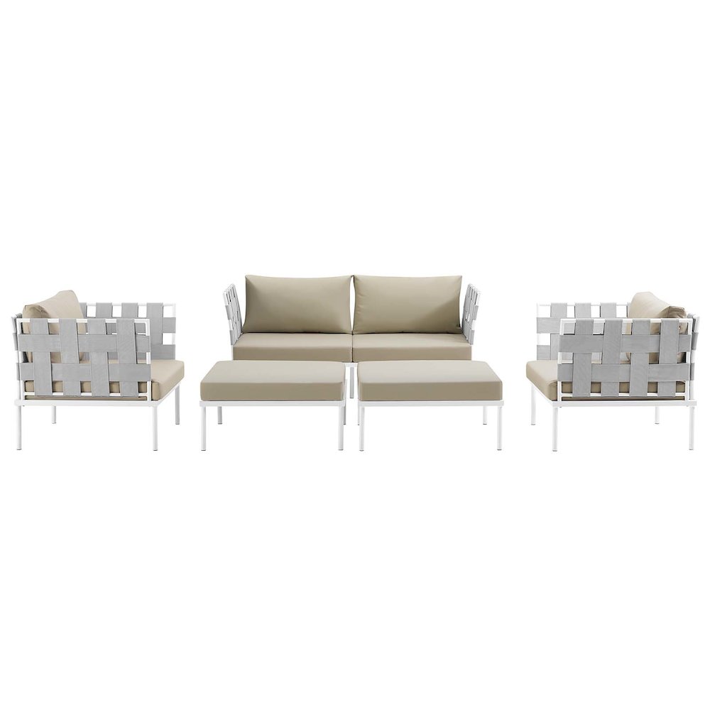 Harmony 5 Piece Outdoor Patio Aluminum Sectional Sofa Set. Picture 3