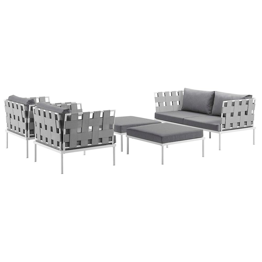 Harmony 5 Piece Outdoor Patio Aluminum Sectional Sofa Set. Picture 2