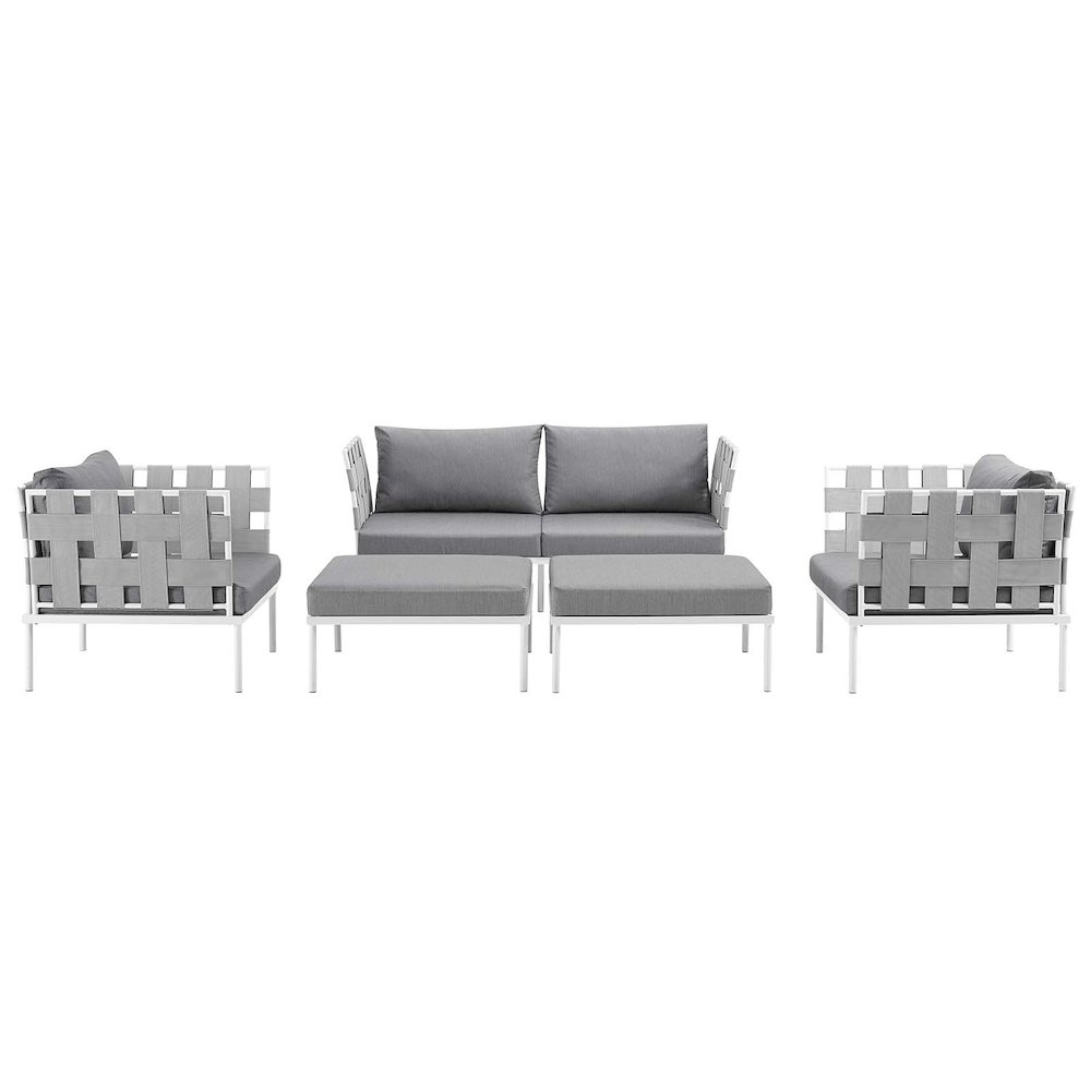 Harmony 5 Piece Outdoor Patio Aluminum Sectional Sofa Set. Picture 3