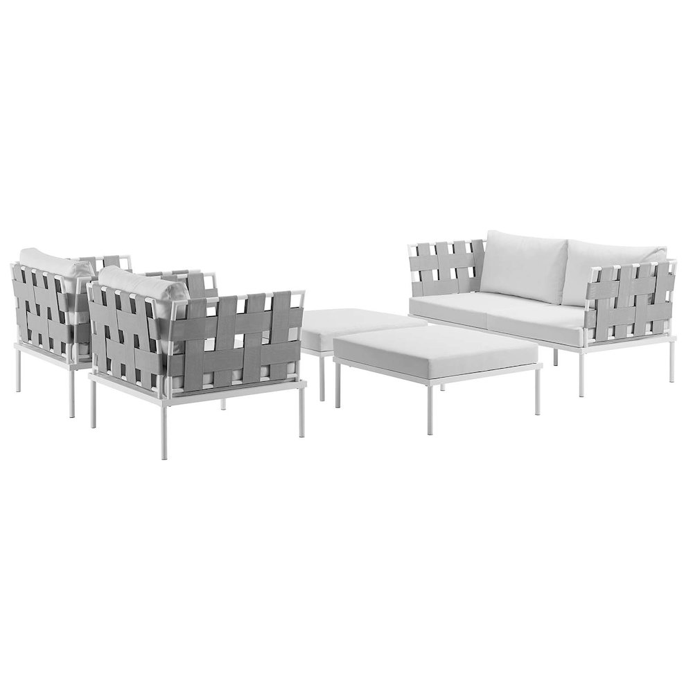 Harmony 5 Piece Outdoor Patio Aluminum Sectional Sofa Set. Picture 2