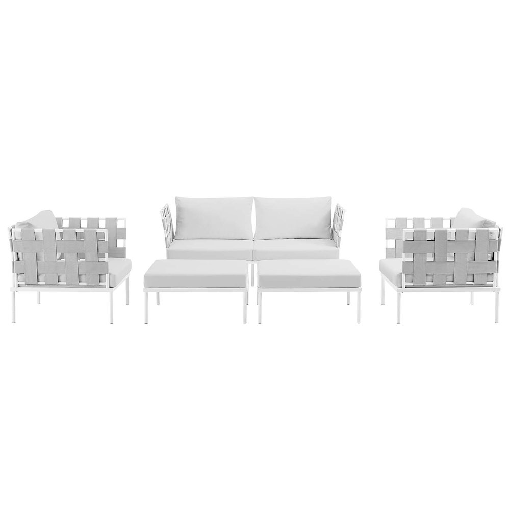 Harmony 5 Piece Outdoor Patio Aluminum Sectional Sofa Set. Picture 6