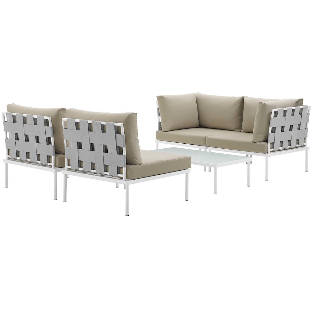 Harmony 5 Piece Outdoor Patio Aluminum Sectional Sofa Set. Picture 2