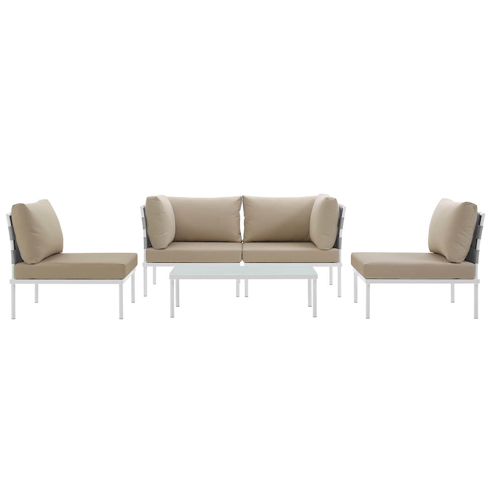 Harmony 5 Piece Outdoor Patio Aluminum Sectional Sofa Set. Picture 6