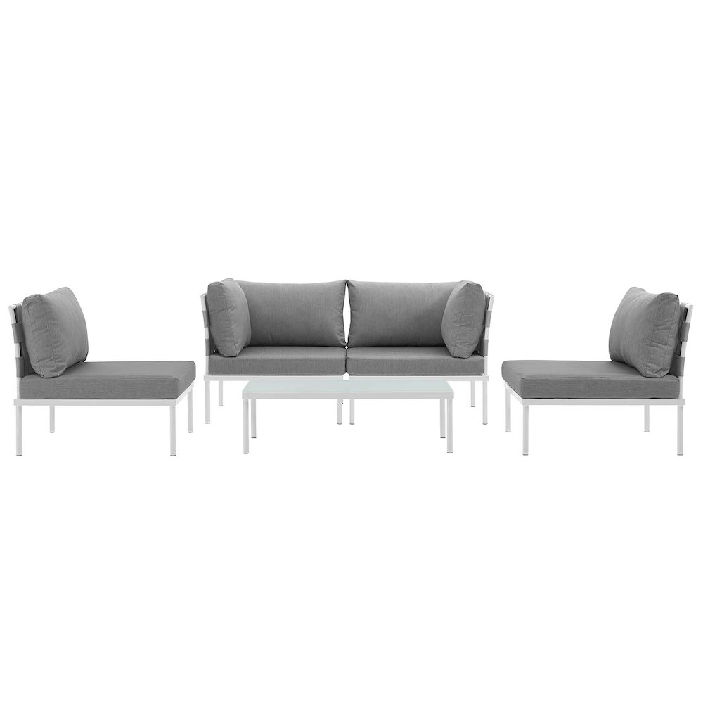 Harmony 5 Piece Outdoor Patio Aluminum Sectional Sofa Set. Picture 3