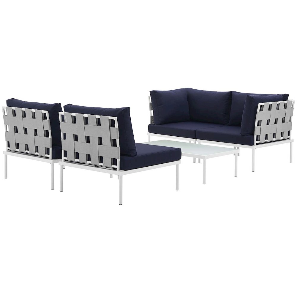 Harmony 5 Piece Outdoor Patio Aluminum Sectional Sofa Set. Picture 2