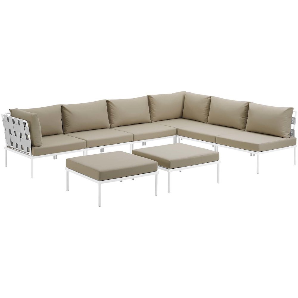 Harmony 8 Piece Outdoor Patio Aluminum Sectional Sofa Set. Picture 2