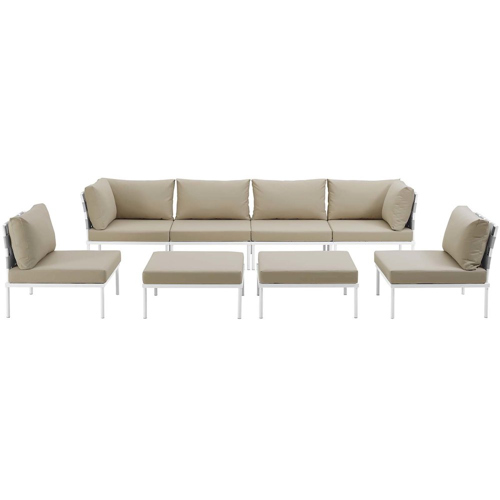 Harmony 8 Piece Outdoor Patio Aluminum Sectional Sofa Set. Picture 6