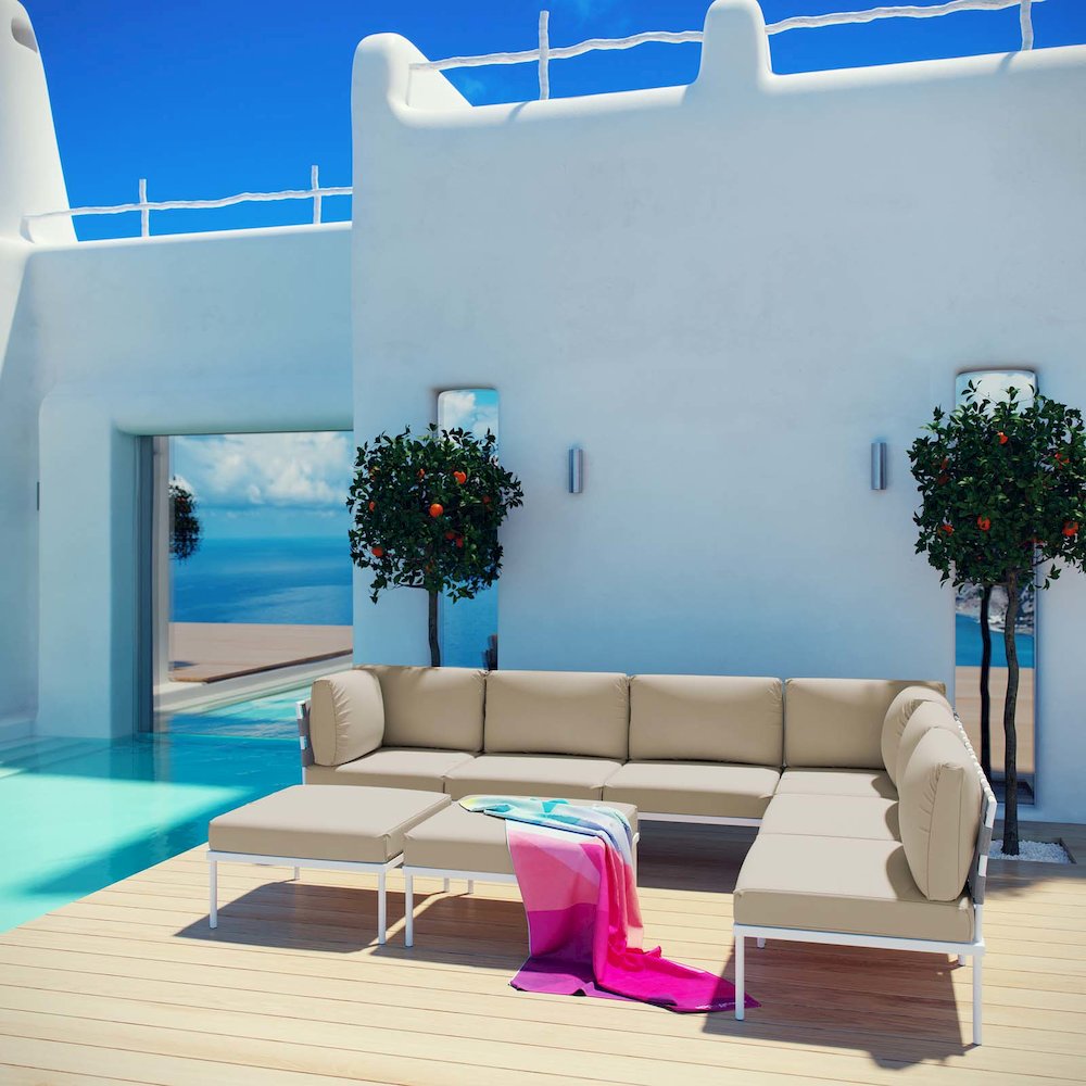 Harmony 8 Piece Outdoor Patio Aluminum Sectional Sofa Set. Picture 7